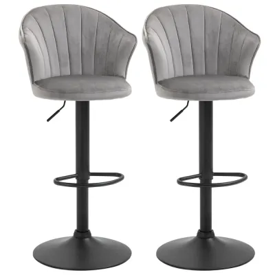 Barstolar i Sammet 2-Pack 51,5 x 57,5 x 93-114,5 cm, Grå