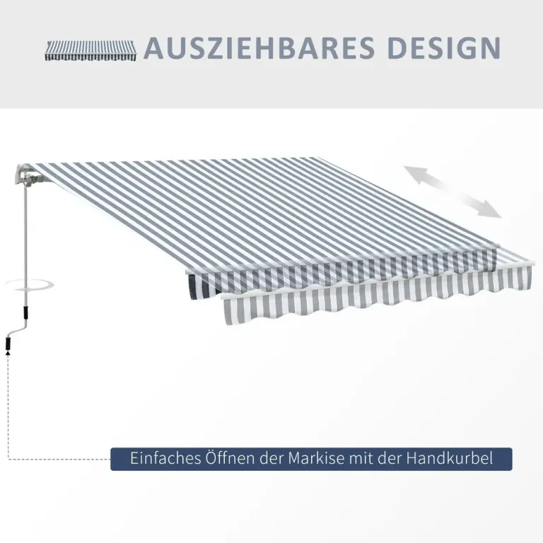 Ledarmsmarkis med Handvev Aluminium 2,95 x 2,45 m