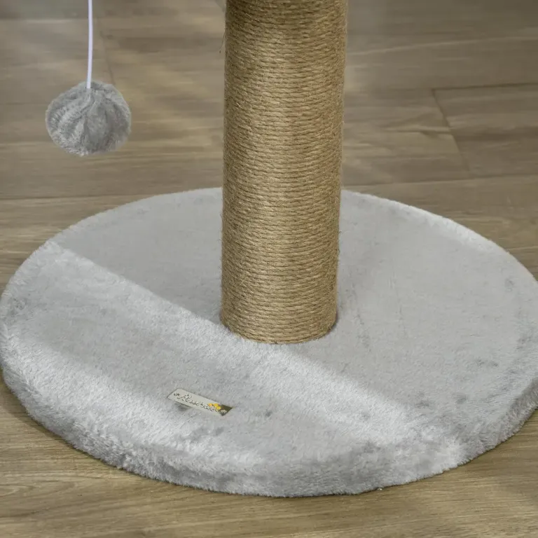 Klösträd Litet Jutegrå av Sisal och Plysch 49 cm Kattsäng Stolpe