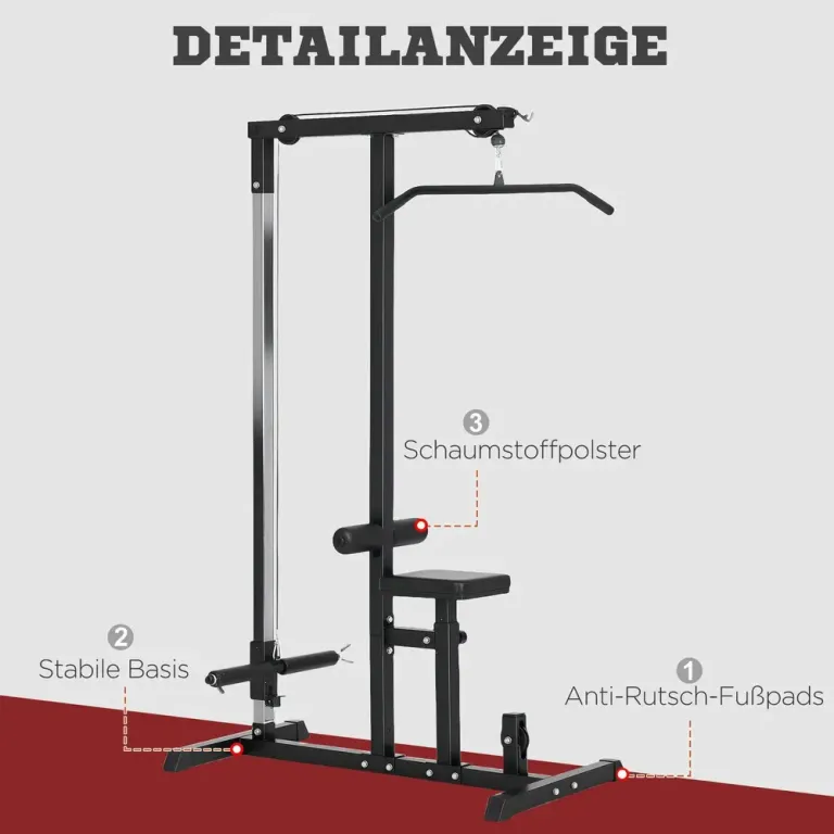 Multigym med Justerbar Sits och Kabeldrag 107x120x190 cm