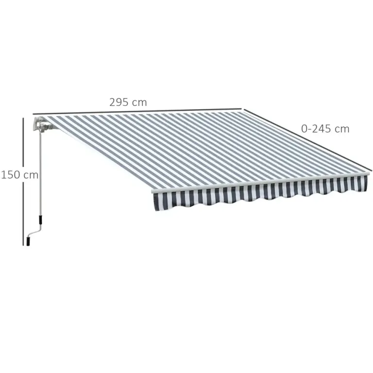 Ledarmsmarkis med Handvev Aluminium 2,95 x 2,45 m