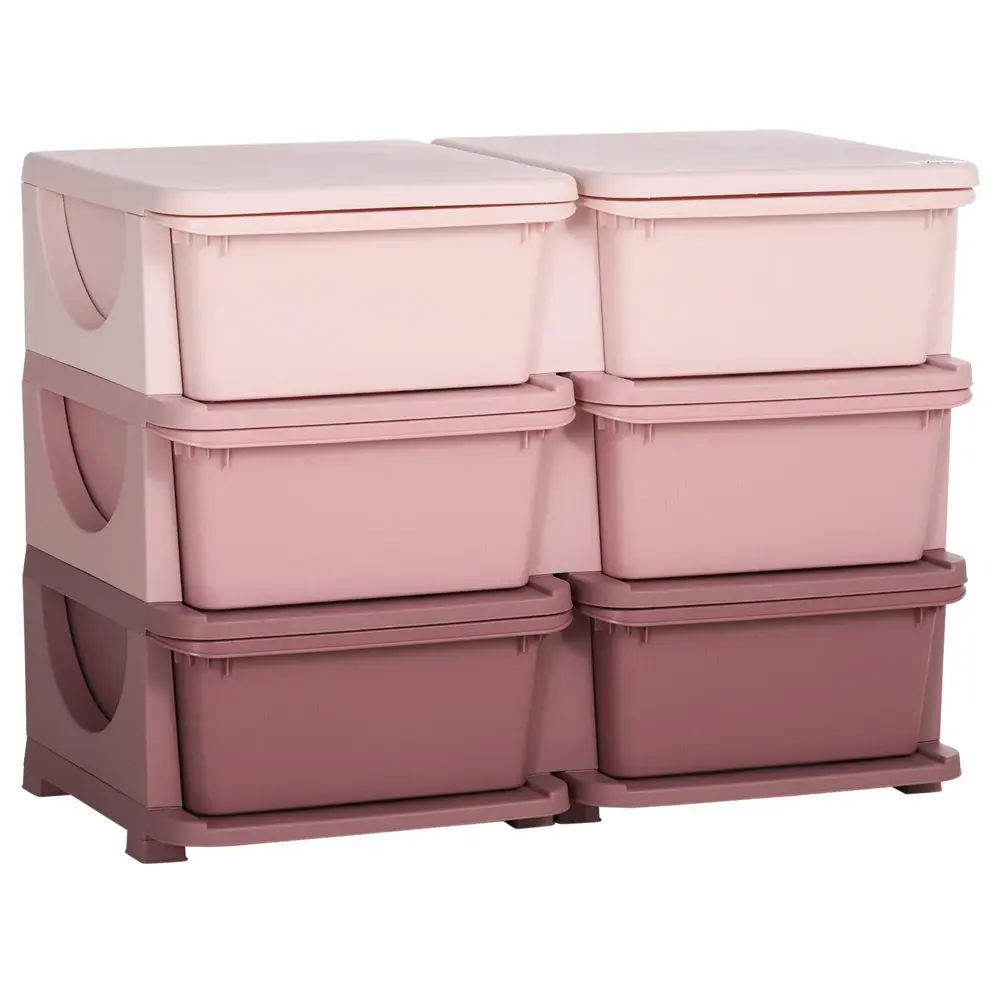 Leksaksförvaring med 3 Lådor, Rosa