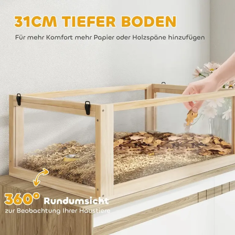 Hamsterbur i Trä 3 Nivåer Löphjul Naturträ