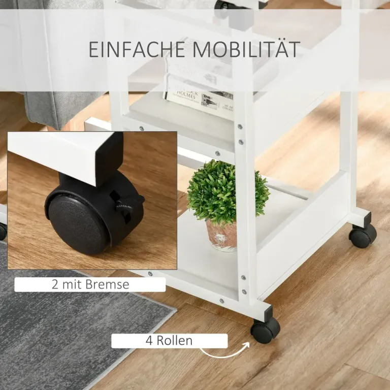 Sidobord med Hjul Höjdjusterbart 2 –82 cm Rullbar Formad