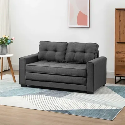 Bäddsoffa 2-Sits i Linnetyg Kompakt 147,5 x 75 x 85 cm