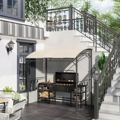 Grillpaviljong med Sidohyllor Grilltält 215 x 150 x 220 cm