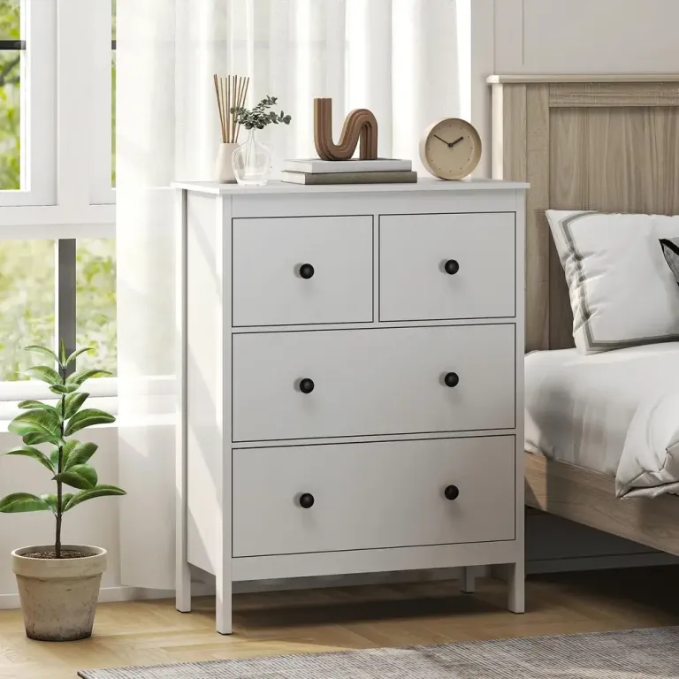 Byrå 4 Lådor för Kläder och Sängkläder Vardagsrum Modern Tystgående