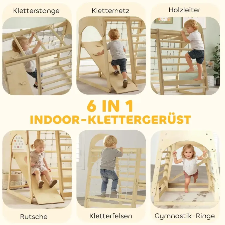 Klätterställning Inomhus Naturfärgad Trä för Barn 3 120 Cm Naturträ