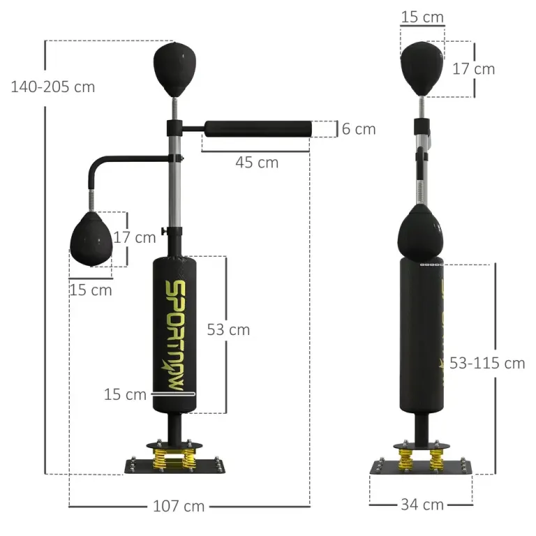 Boxningsställ 2 Speedballs 107 x 36 x 140–205 cm