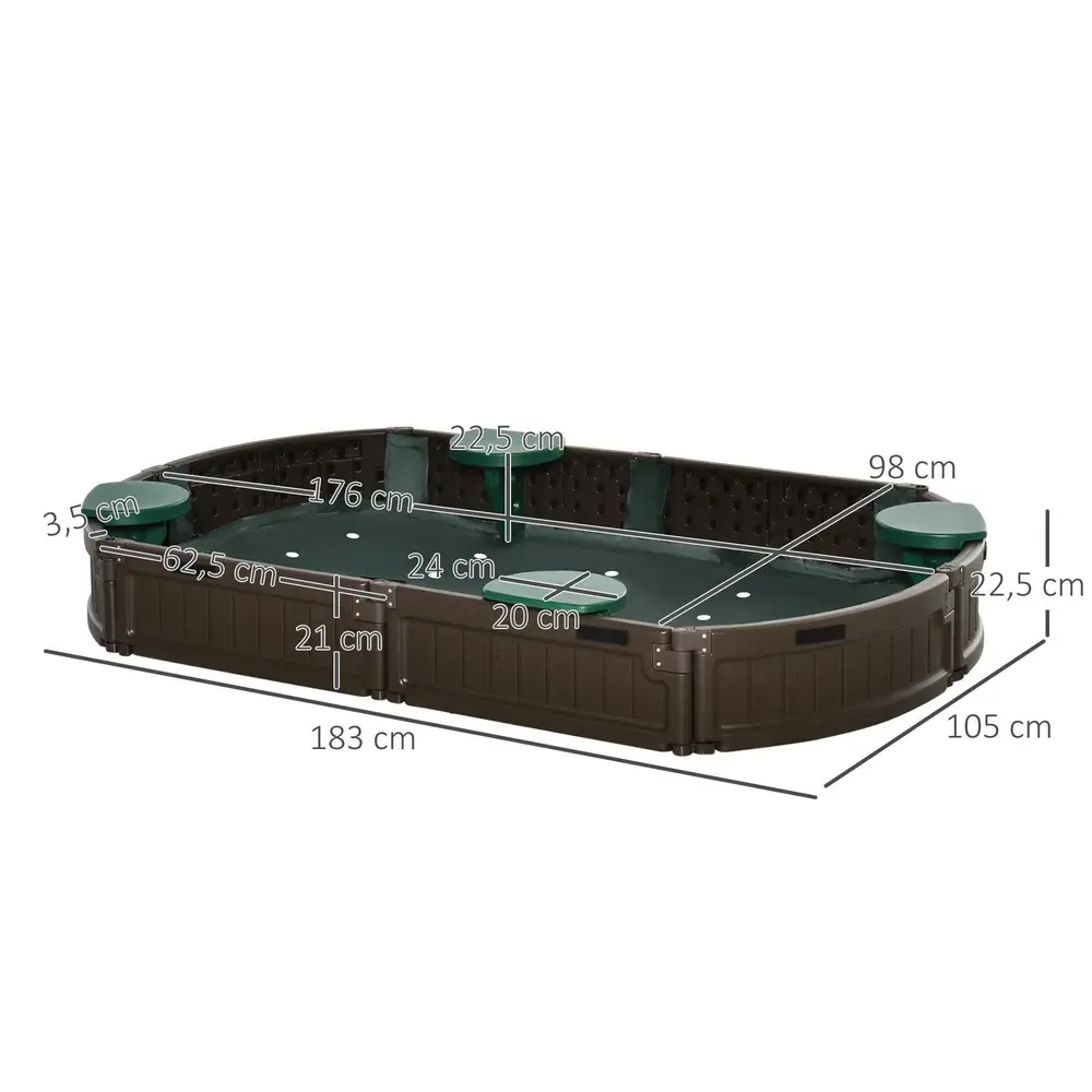 Sandlåda Leklåda Mörkgrön av HDPE 183 x 105 x 22,5 Cm