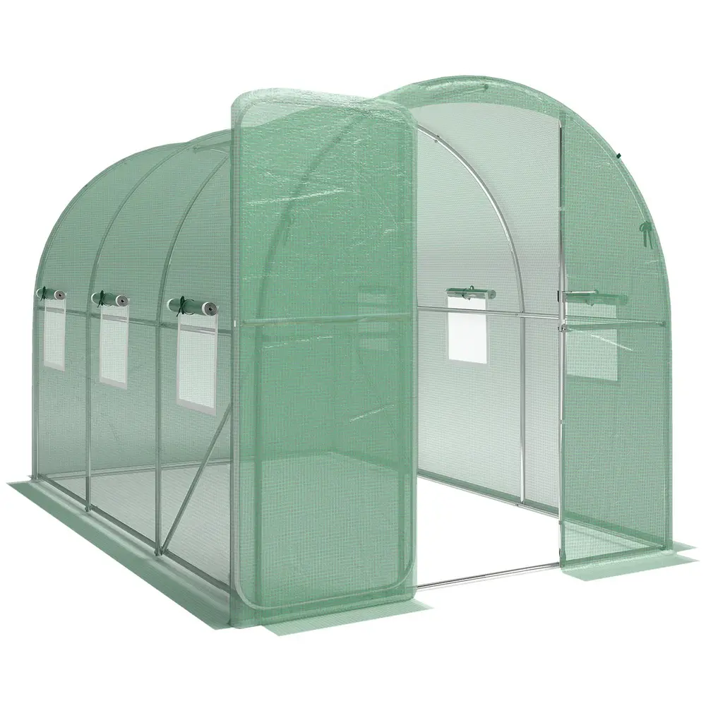 Växthus Tunnel Grön PE-Plast och Stål 300x200x200 Cm