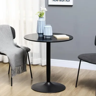 Runt Matbord för 2 Personer med Metallfot 70 x 75 cm, Svart