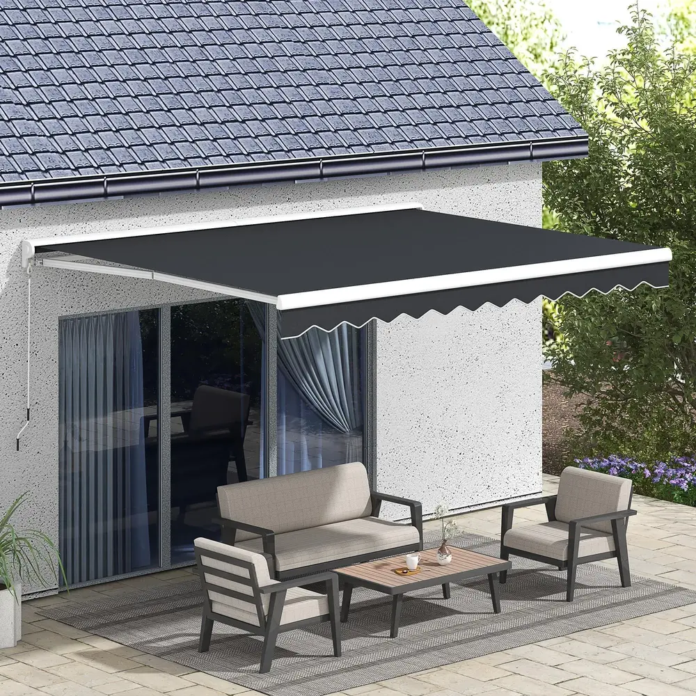 Elektrisk Markis Vikarmsmarkis Grå av Aluminium 4 x 3 M