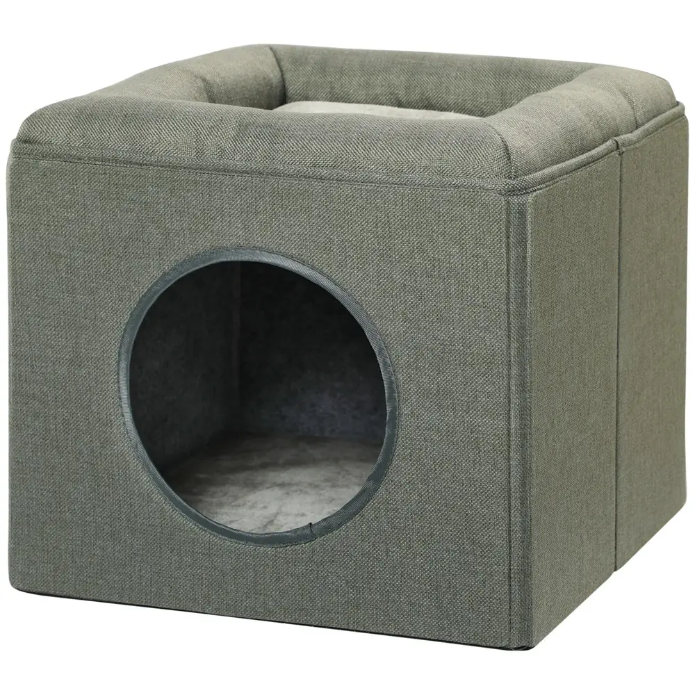 Kattgrotta 2-i-1 med Kudde Grön 36,5 x 36,5 x 33 Cm