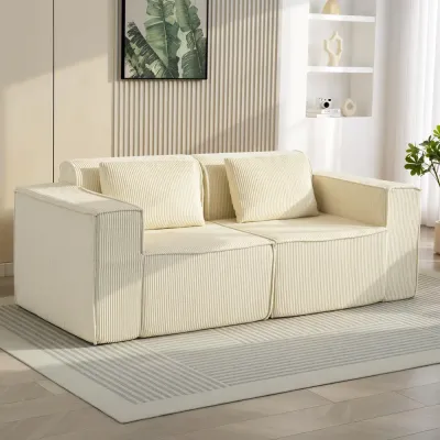 Soffa 3 Sits Beige Manchester och Trä med Breda