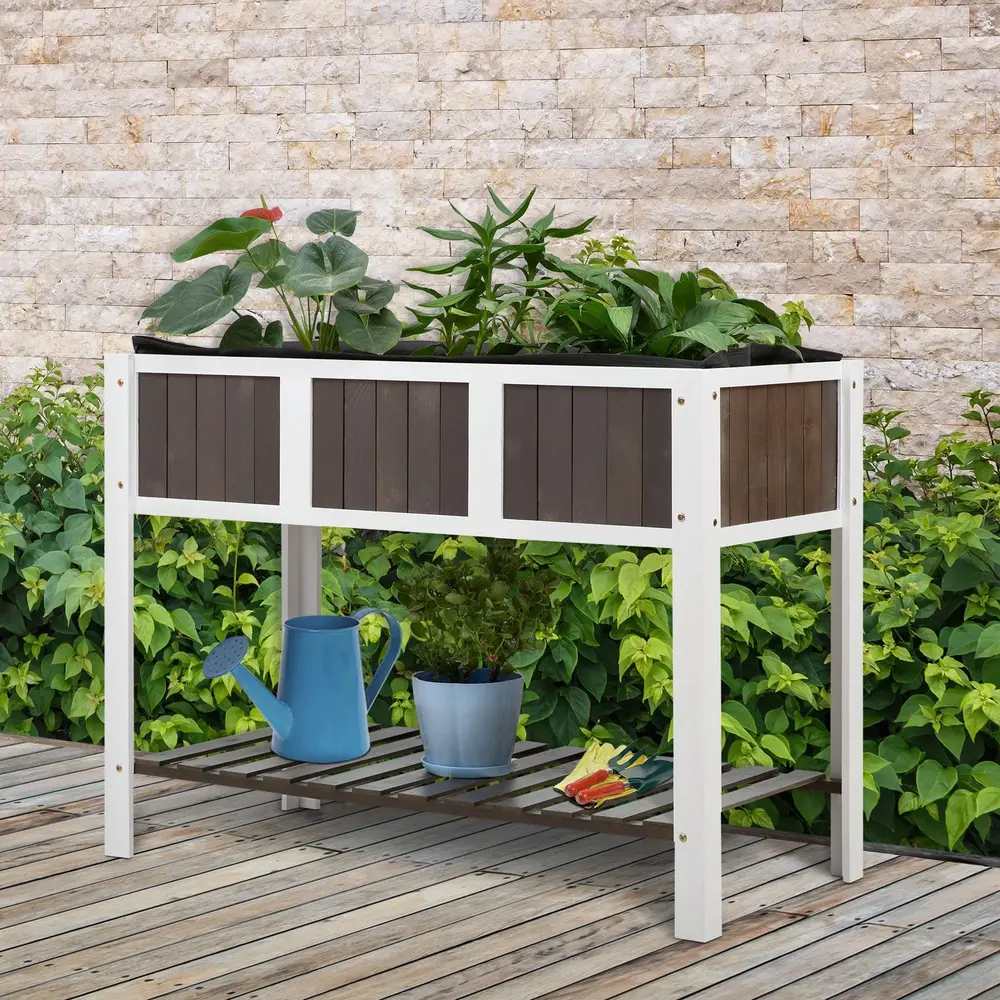 Planteringsbord i Granträ med Hylla 119 x 57 x 89 Cm