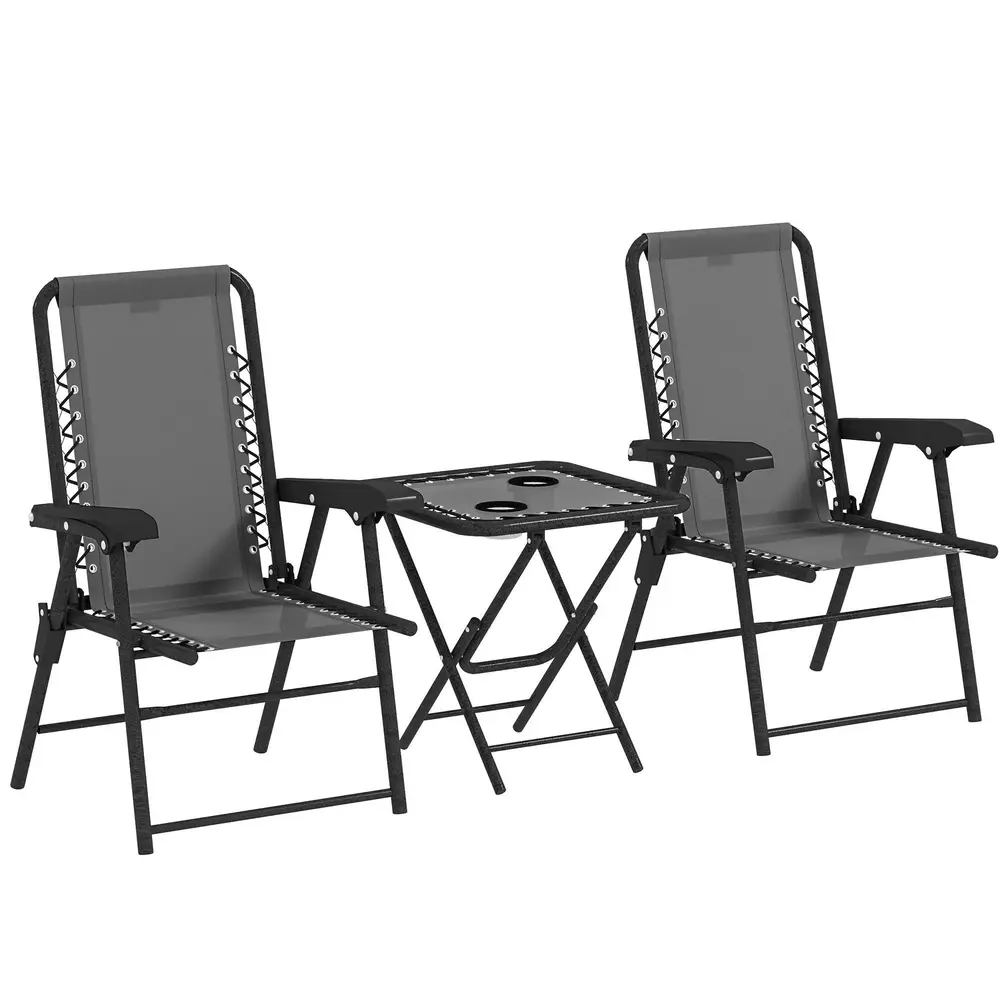 Bistroset 3-delat i Stål med Hopfällbart Bord och Stolar