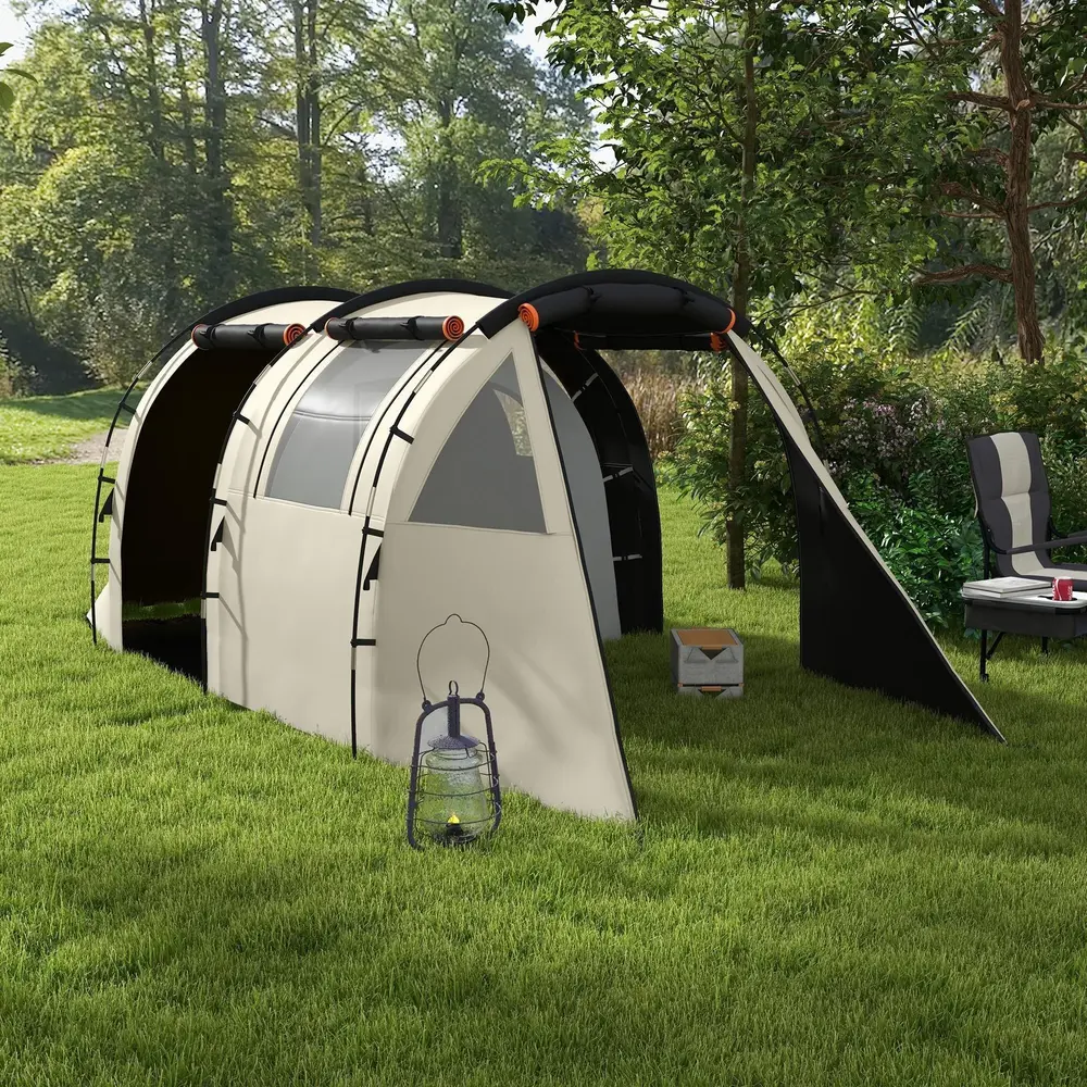 Tunneltält Campingtält Khaki av Polyester Familjetält för 5