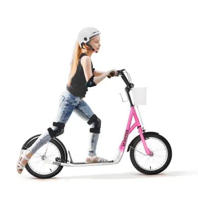 Sparkcykel för Barn med Korg och Broms Rosa