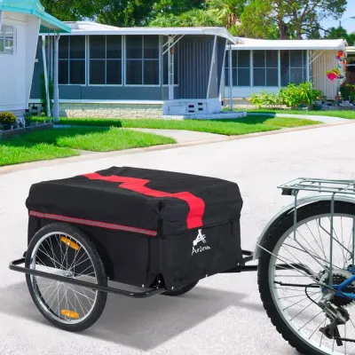 Hopfällbar Cykelvagn och Transportkärra i Metall, Svart