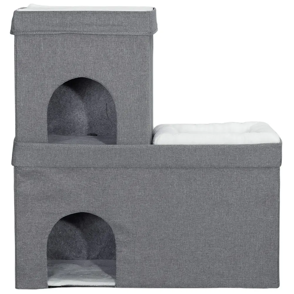 Katthus Kattgrotta Grå av Trä 74 x 37,5 x 78,5 Cm