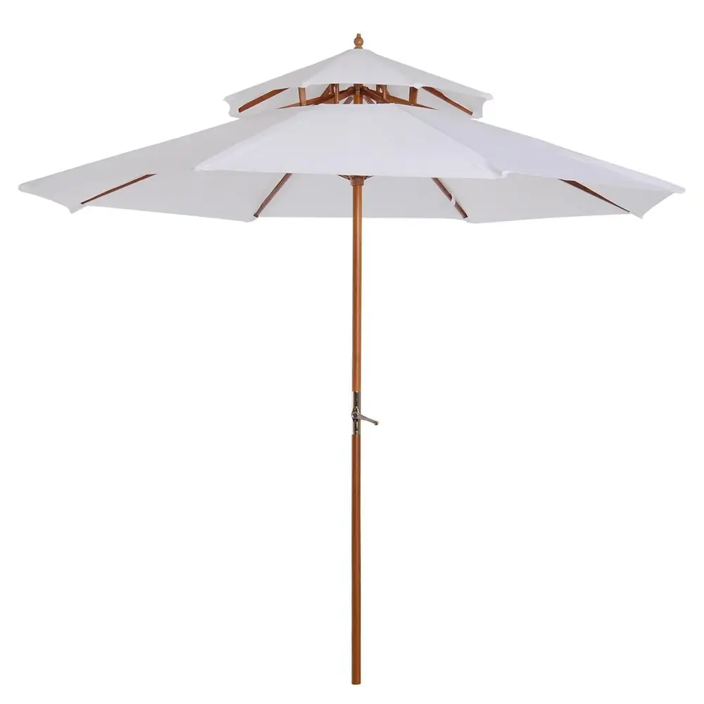 Parasoll Trädgårdsparaply Kräm Trä och Polyester 300 Cm