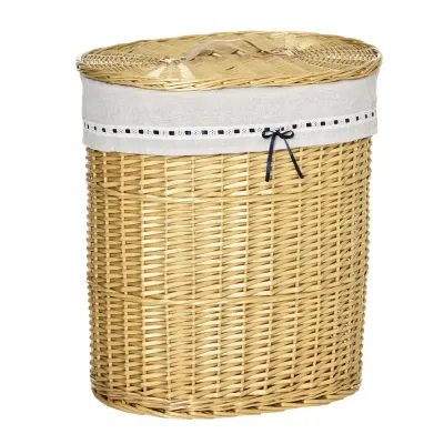 Tvättkorg i Bambu med Lock Rymlig 51 x 38 x 57 cm, Natur