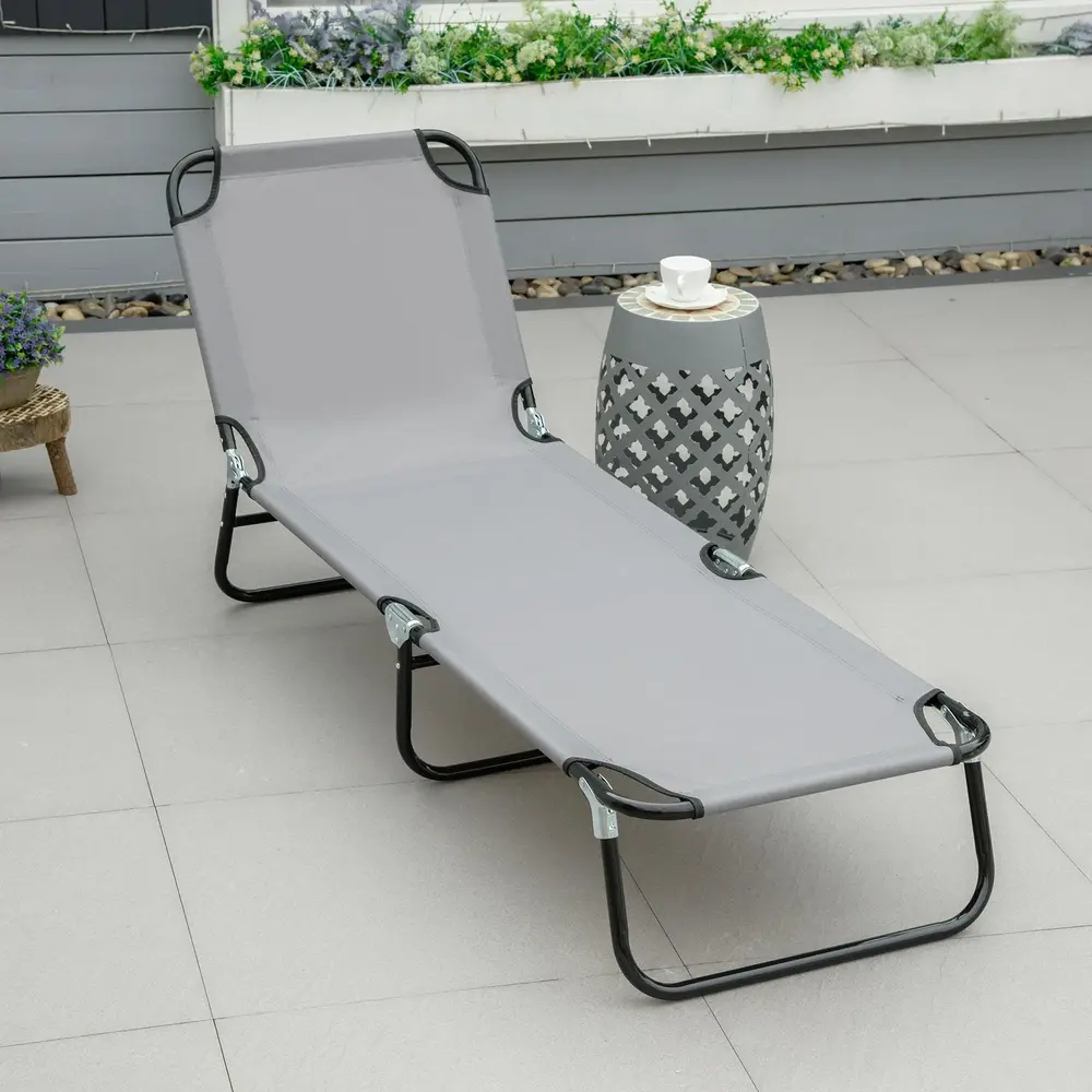 Solstol Trädgårdsstol Svart av Stål 188 x 56 x 28 Cm
