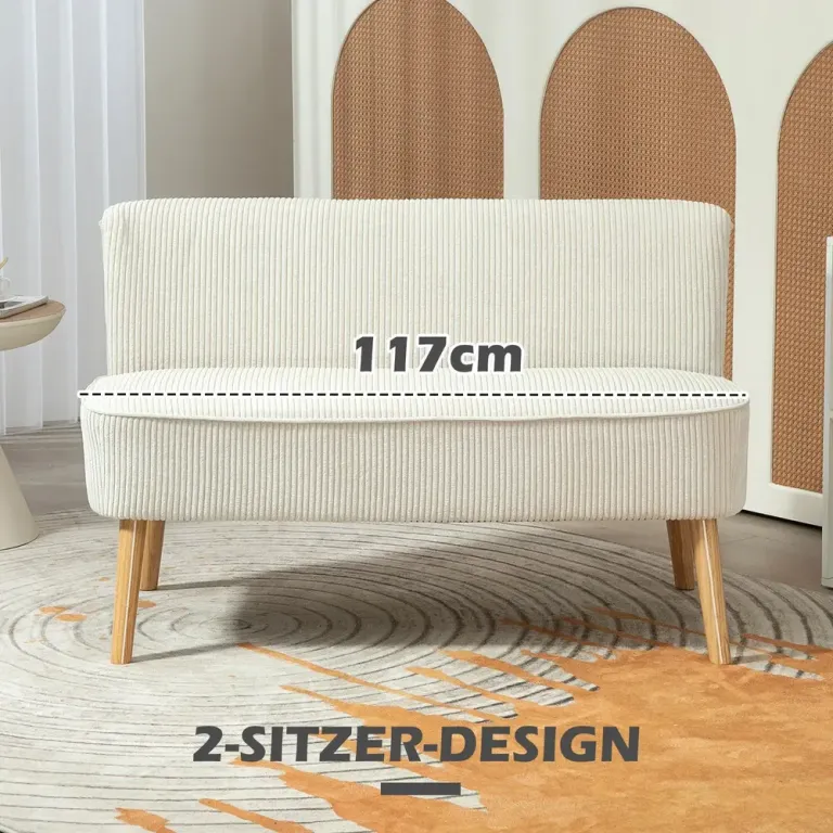 Soffa Loveseat 2-Sits Krämvit 117 x 56,5 x 77 cm