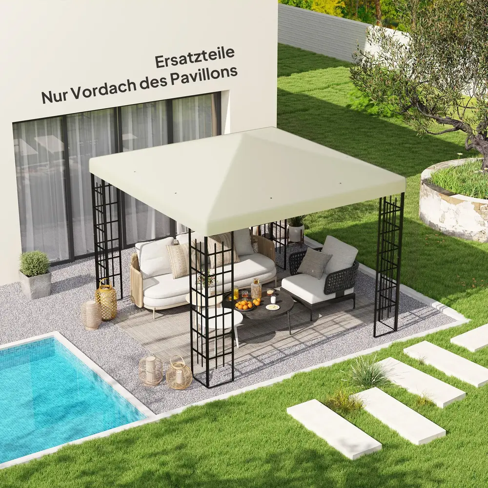 Ersättningstak Paviljongtak Gazebotak Gräddvit 3 x 3 M