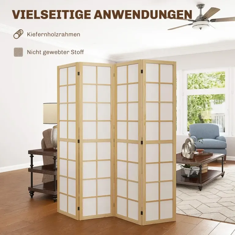Rumsavdelare Skärmvägg 4-Delad Mellanvägg 160 x 170 cm