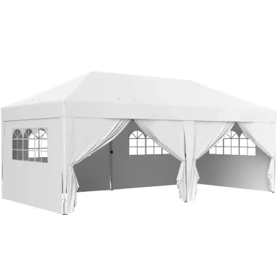Pop Up Paviljong med Fönster och Dragkedja Samt 6 x 3 m