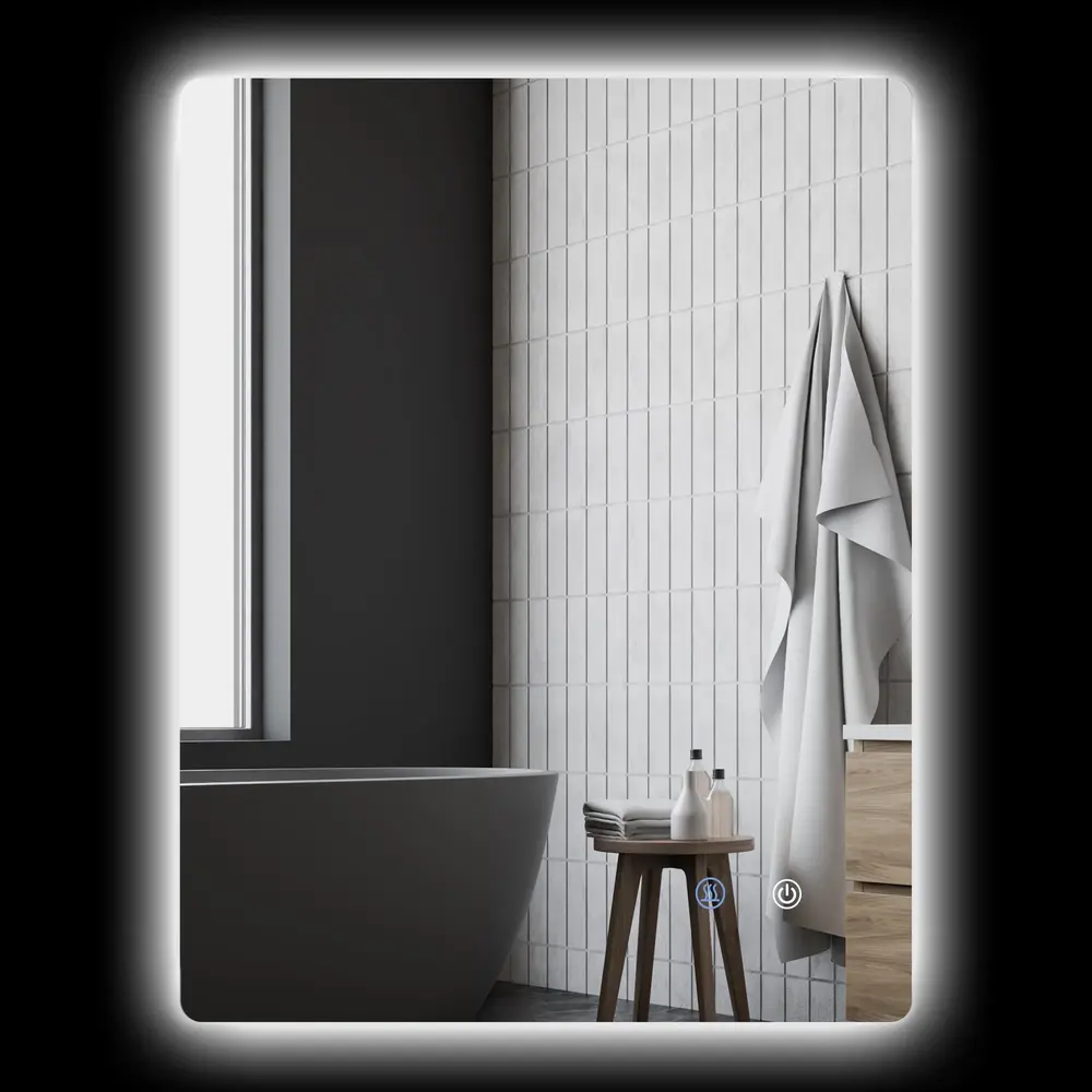 Badrumsspegel Väggspegel Silver av Glas LED-Belysning 60 Cm
