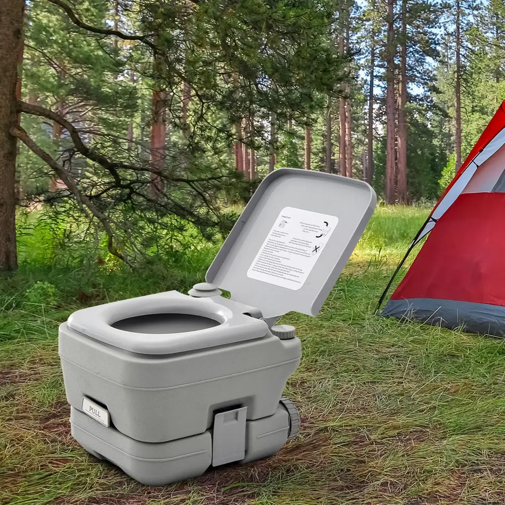 Campingtoalett Resetoalett Hopfällbar Grå av Plast