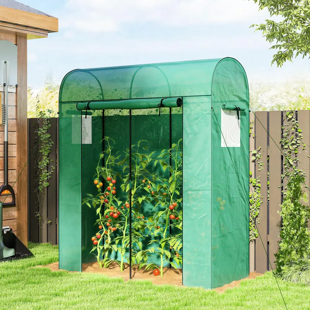 Tomatväxthus Grön PE-Plast och Stål 170x68x200 Cm
