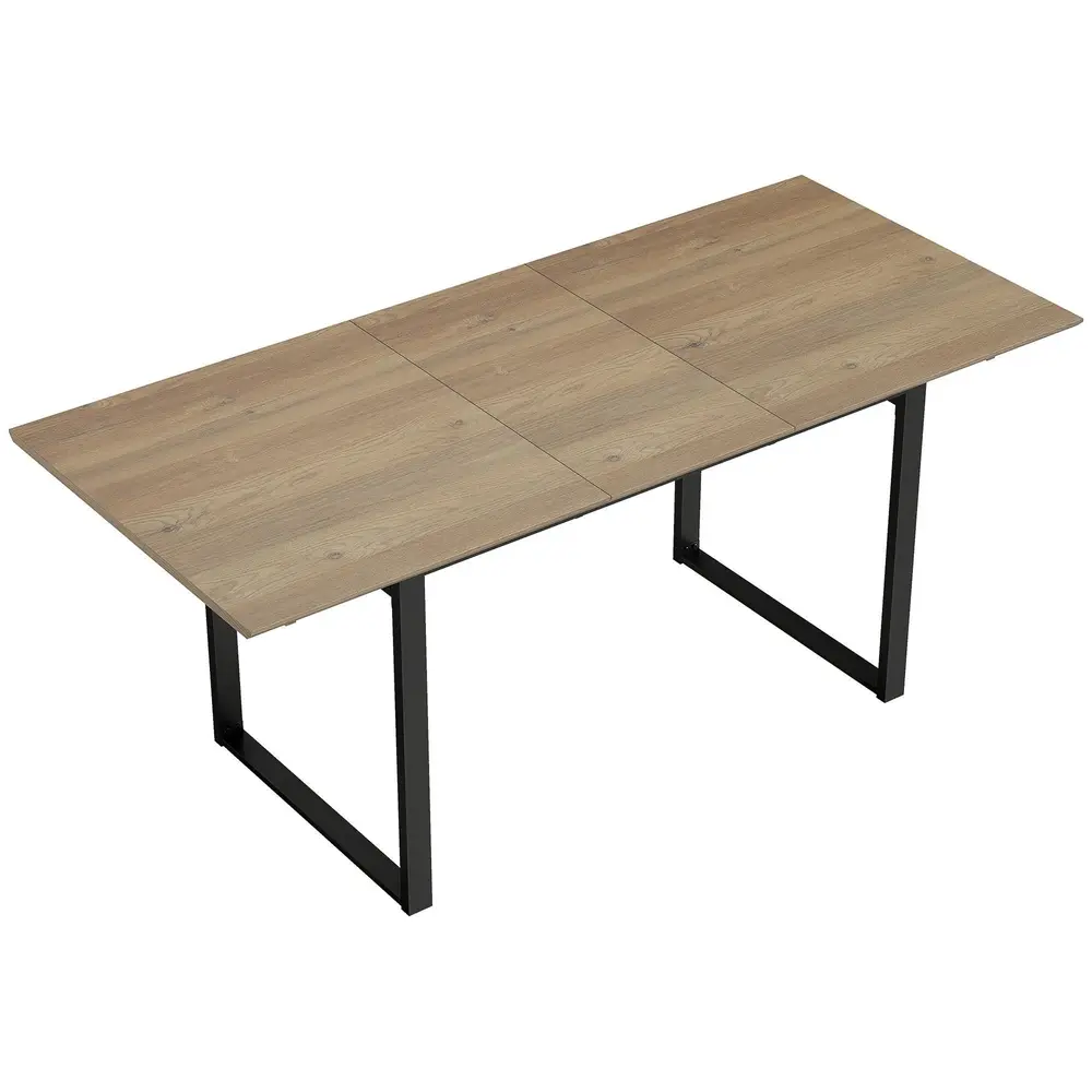 Matbord Utdragbart Naturfärgad och Svart Trä Stort 180 Cm