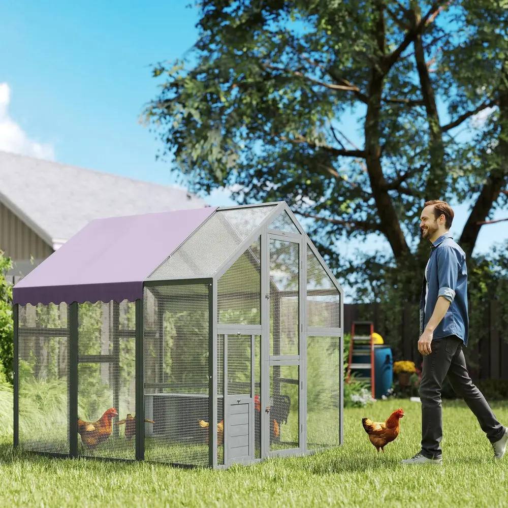 Hönshus Hönsgård Utomhusinhägnad Grå 1,7 x 1,8 x 1,8 M