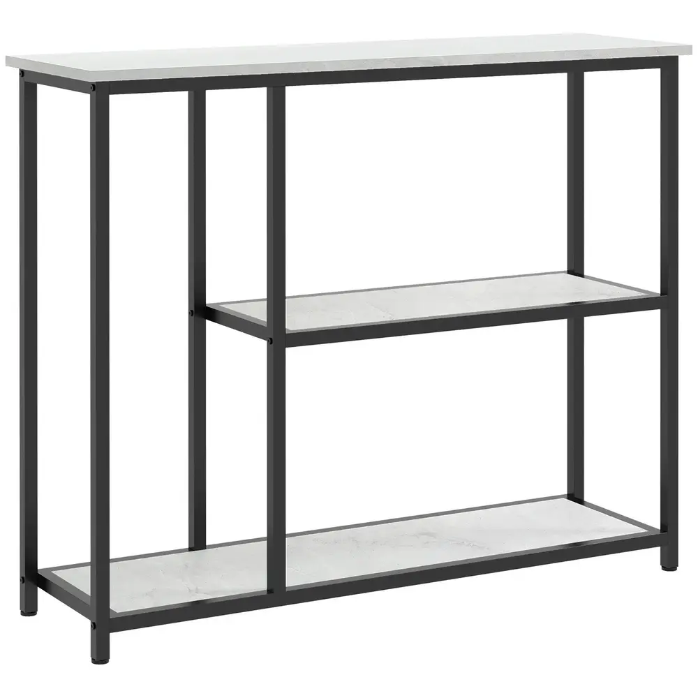 Konsolbord Hallbord Vit av Stål 2 Plan 100 x 30 x 80 Cm