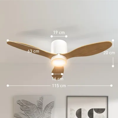Takfläkt med Lampa och Fjärrkontroll Samt 6 115 cm