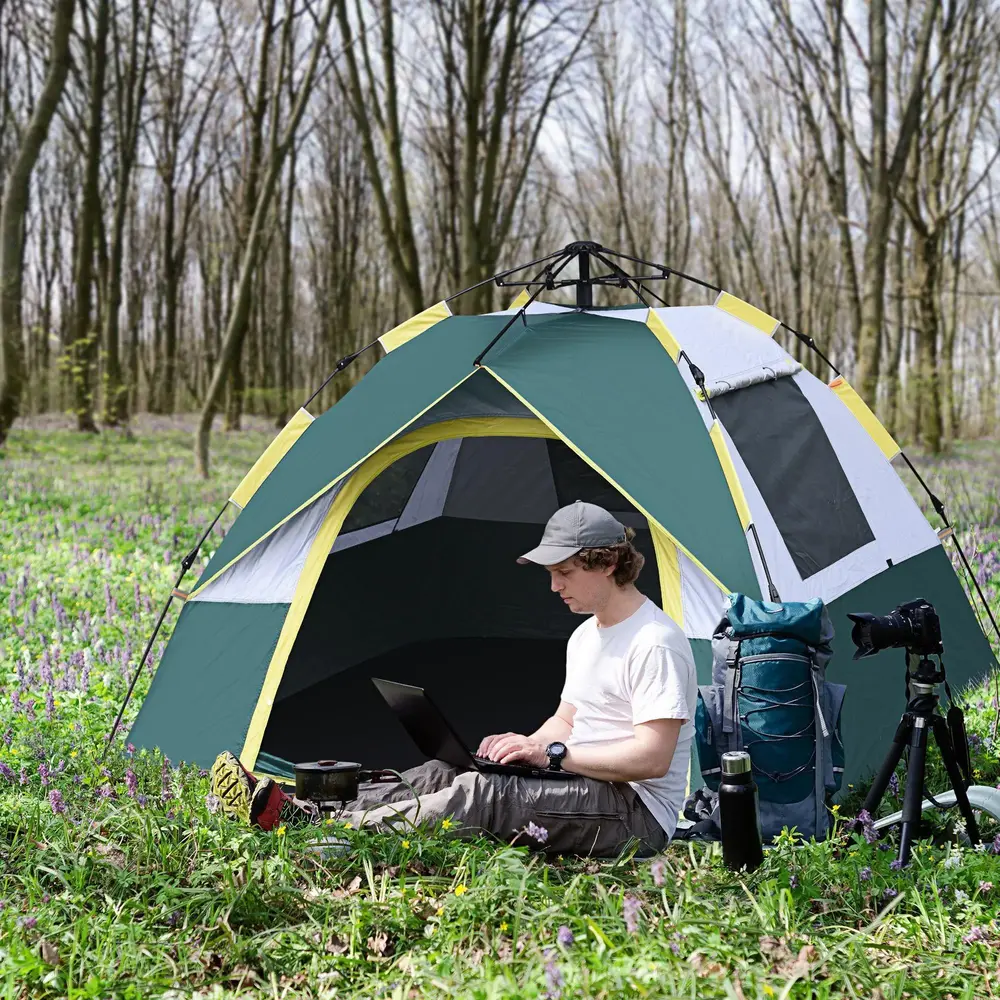 Kupoltält 3 Personer Polyester 205 x 195 x 135 Cm