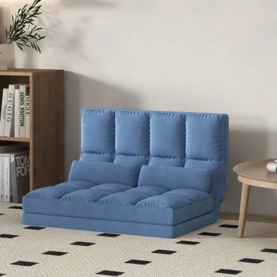 Golvsoffa Golvstol Blå av Sammet och Stål 102 x 73 x 60 cm