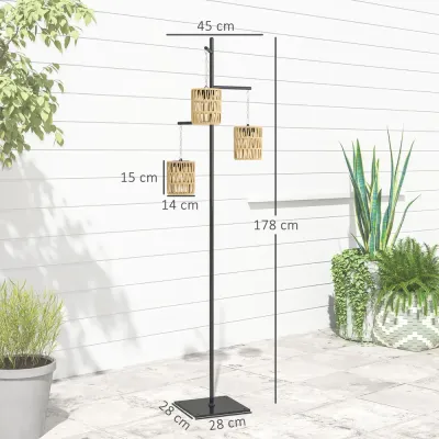 Solar Golvlampa Rottinglampa med Ljussensor Natur