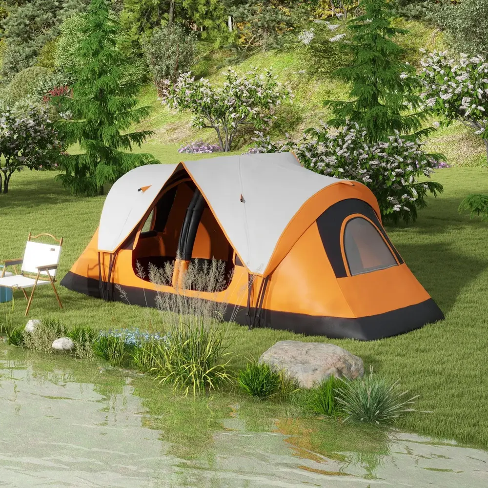 Campingtält Tunneltält för 8 Personer Orange av Polyester
