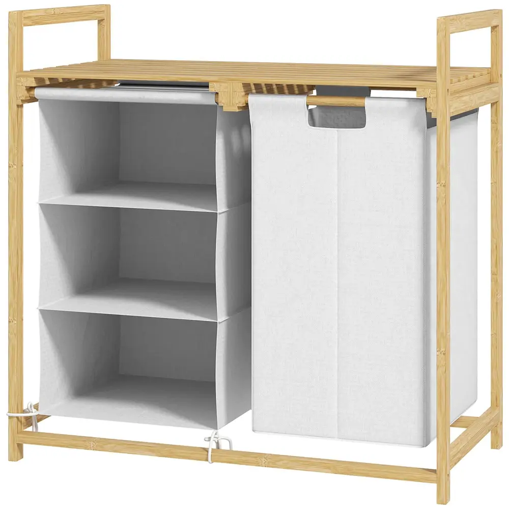Tvättkorg Tvättsorterare 4 Fack Vit av 70 x 36 x 70 Cm