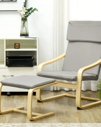 Fåtöljset Relaxstol Ljusgrå av Linne 66,5 x 80 x 99 cm