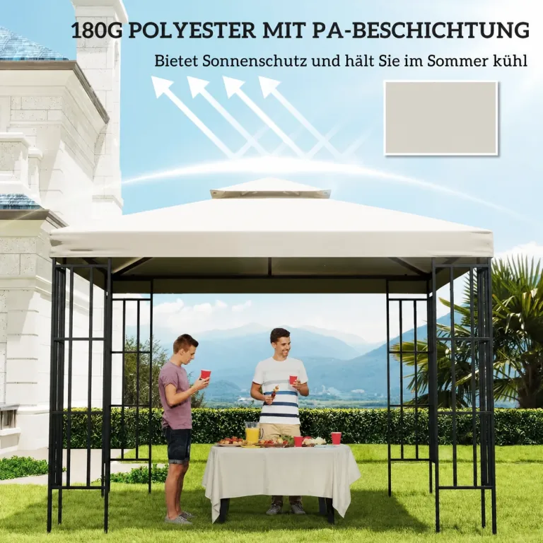 Ersättningstak för Paviljong Krämvit Polyester 3 x 3 m