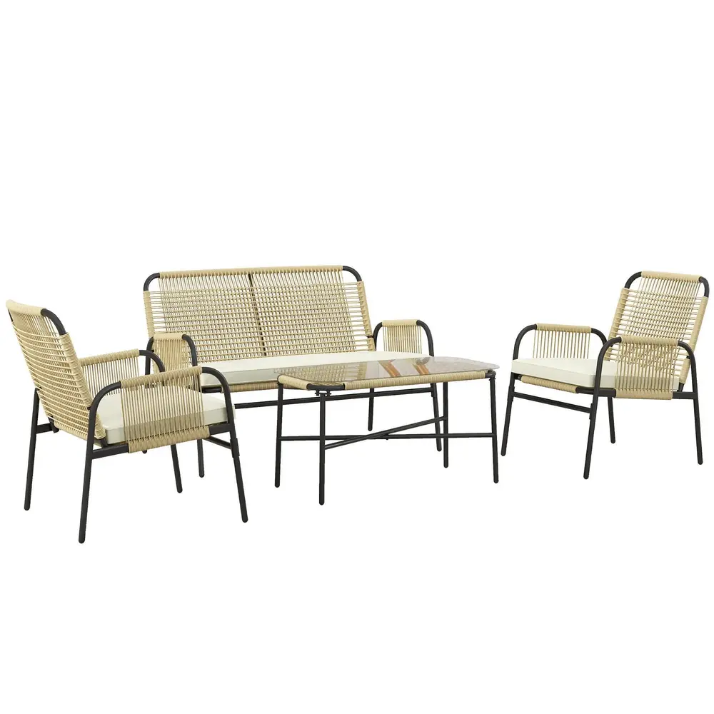 Trädgårdsmöbelset Sittgrupp Svart Gul 110 x 65 x 74 cm