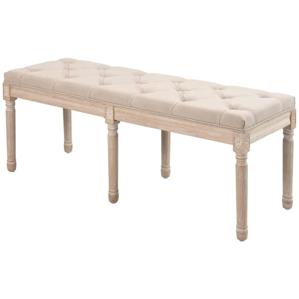 Klädd Bänk Sängbänk Beige av Tyg 117 x 40 x 48 Cm