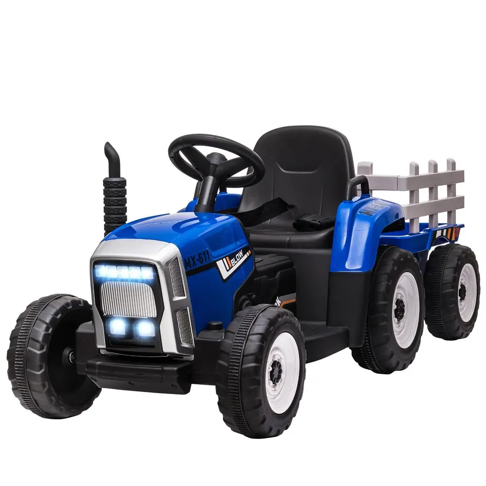 Elektrisk Traktor Elbil för Barn Blå av Plast för 3-6
