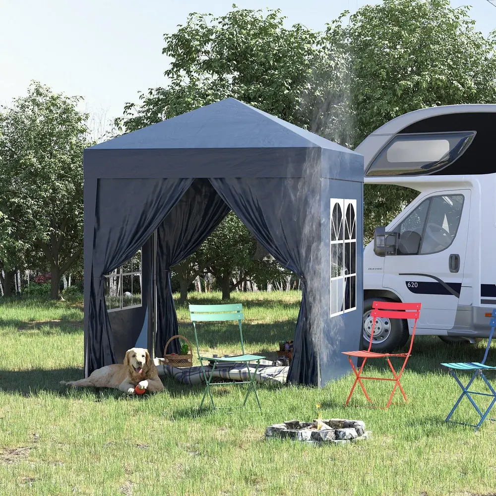 Hopfällbar Paviljong 4 Väggar Kompakt 2 x 2 M